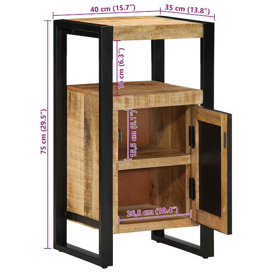 vidaXL Ντουλάπι Μπάνιου 40x35x75cm Μαύρο