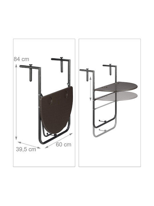 Metal Masa pentru spații exterioare mici Pliabil Maro 84x60x63buc