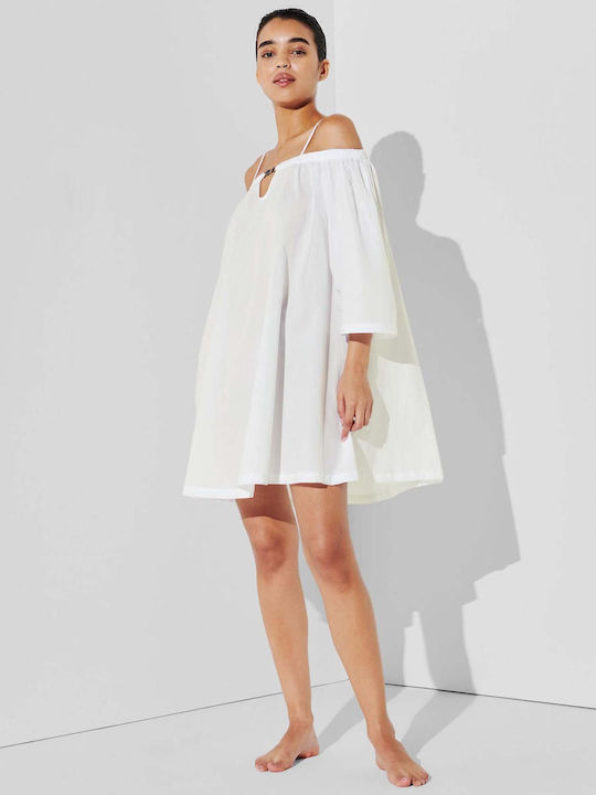 Summer Mini Shirt Dress White