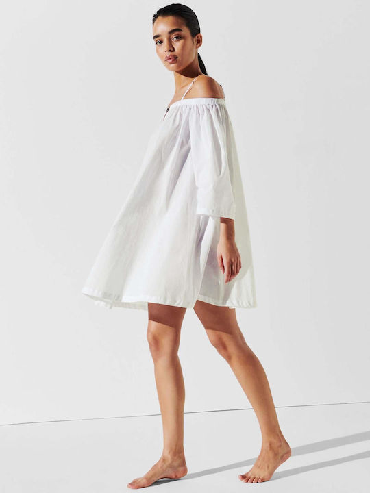 Summer Mini Shirt Dress White