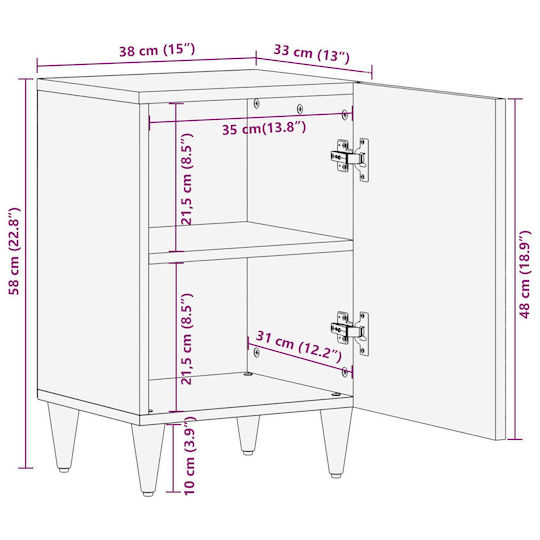 vidaXL Bathroom Cabinet L38xW33xH58cm Brown