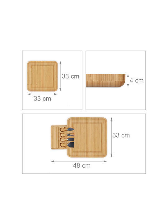 Relaxdays Wooden Cheese Serving Platter 33x33cm