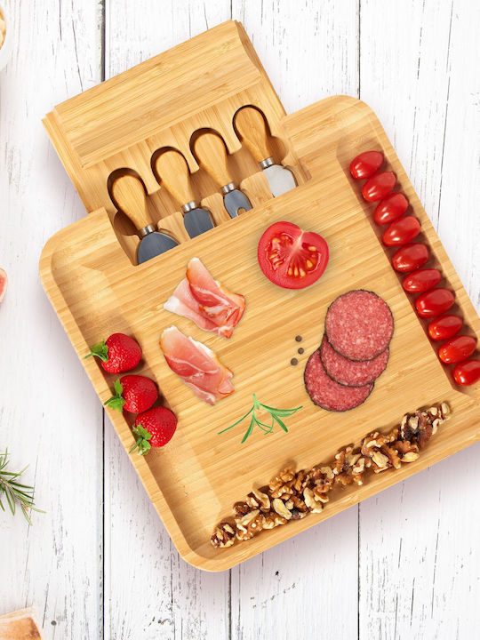 Relaxdays Wooden Cheese Serving Platter 33x33cm