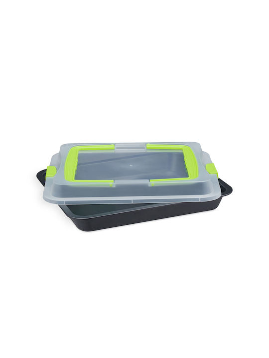Relaxdays Stainless Steel Rectangular Baking Pan with Lid with Non-stick Coating 32.5x40.5cm