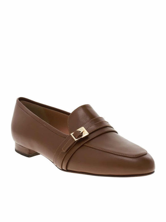 Leather Women's Loafers in Brown Color