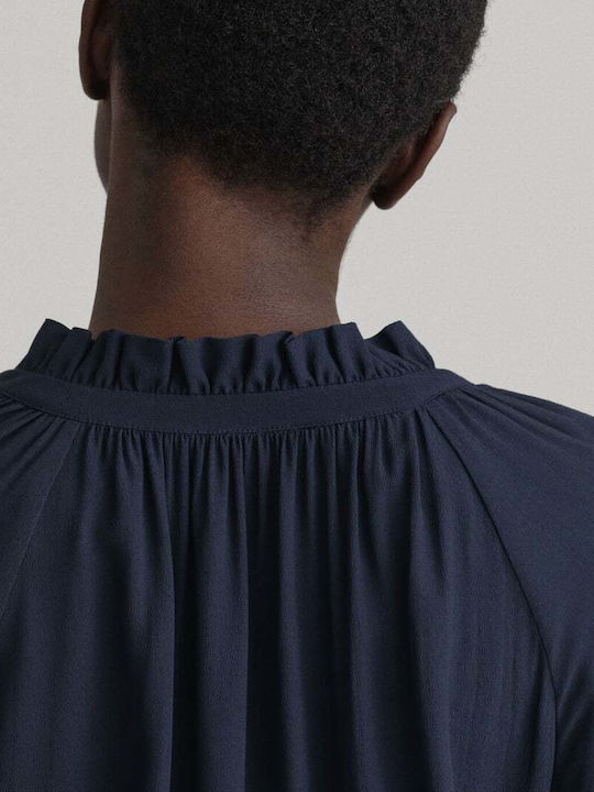 Summer Mini Dress with Ruffles Navy Blue