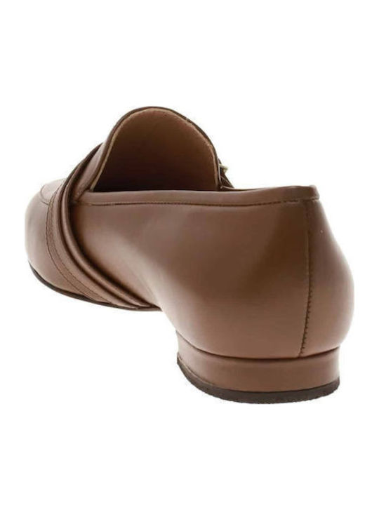 Leather Women's Loafers in Brown Color