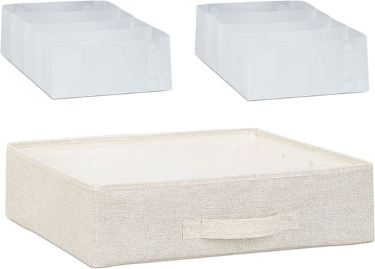 Comoda pentru Dormitor din Lemn & Metal cu 3 sertare Beige cu Acoperire Textilă 53x40x48buc
