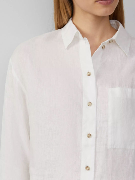 Women's Linen Long Sleeve Shirt White