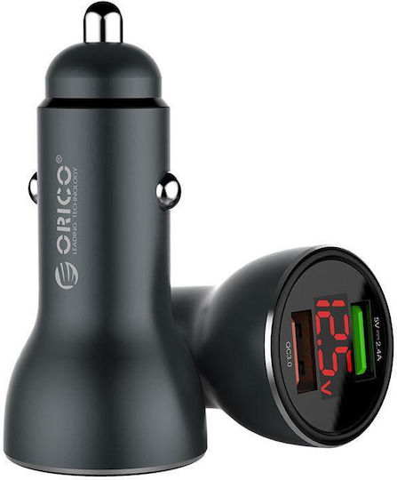 Orico Încărcător Auto 30W cu Porturi 2xUSB-A Culoare Neagră