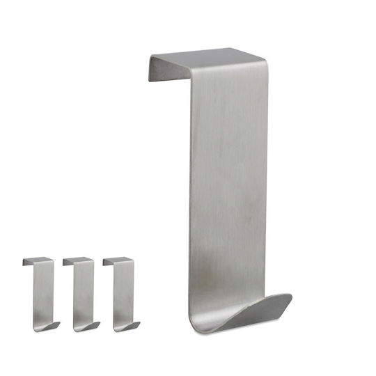 Set of 4 Stainless Steel Hooks for Doors and Cabinets 7 x 2.5 x 5 cm Relaxdays Set of 4 Stainless Steel Hooks for Doors and Cabinets 7 x 2.5 x 5 cm Relaxdays