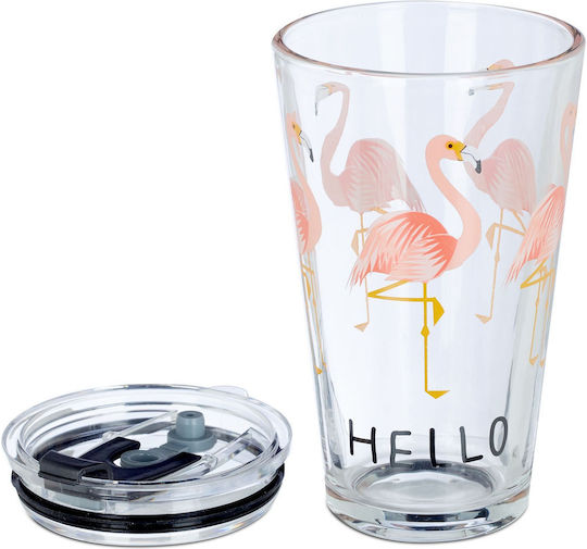 Relaxdays Set Pahare Pentru Apă Din Sticlă Cu Pai 450ml 4 Bucăți