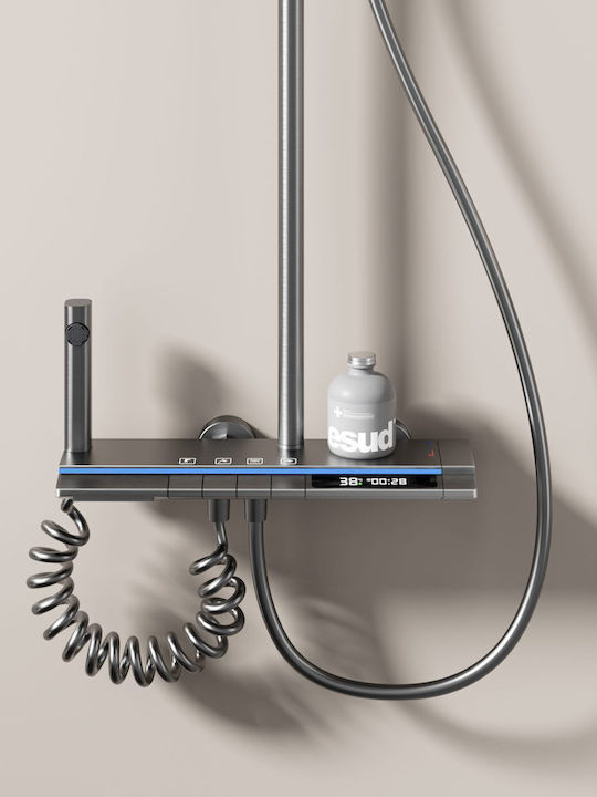 H2O Duschsäule ohne Armatur 30cm Schwarz