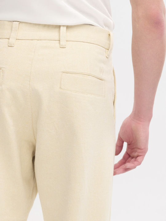 Men's Jeans Pants with Loose Tapered Fit Beige