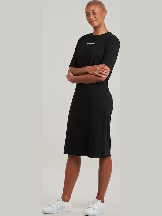 Sommer Midi T-Shirt Kleid Schwarz