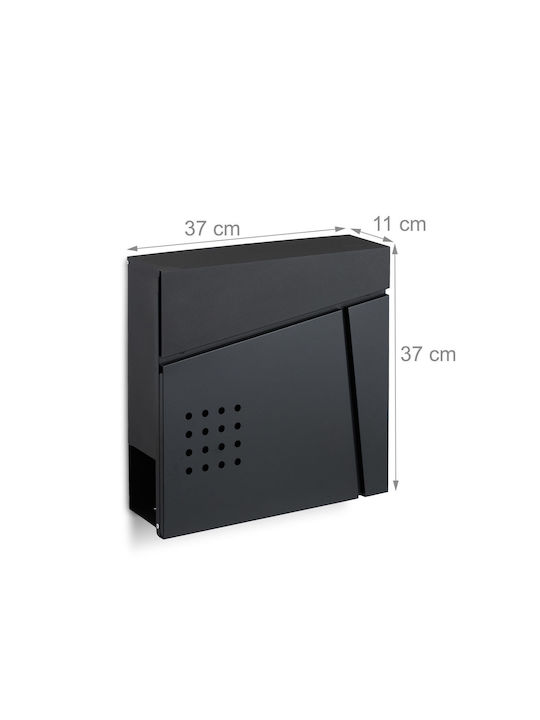 Relaxdays Cutie Poștală pentru Exterior Inox în Culoarea Negru 37x37x11cm