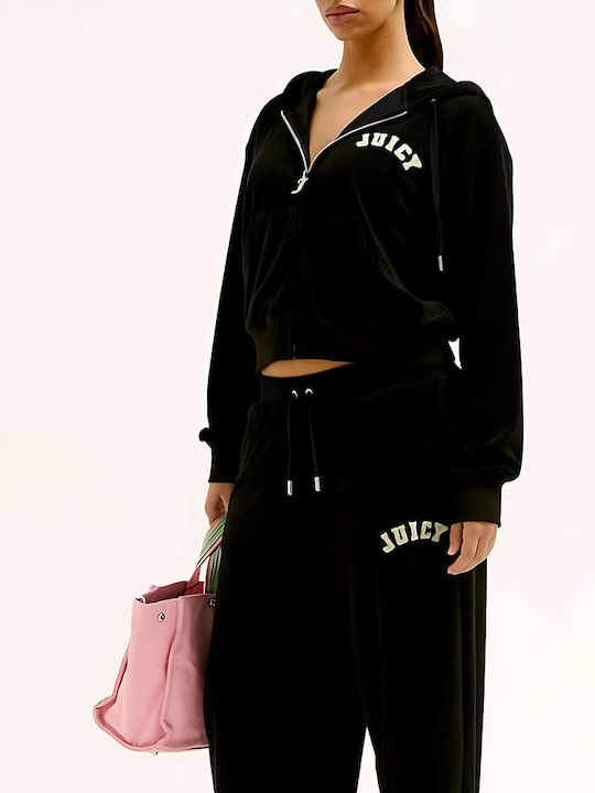 Long Women's Sweatshirt Jacket Hooded Black
