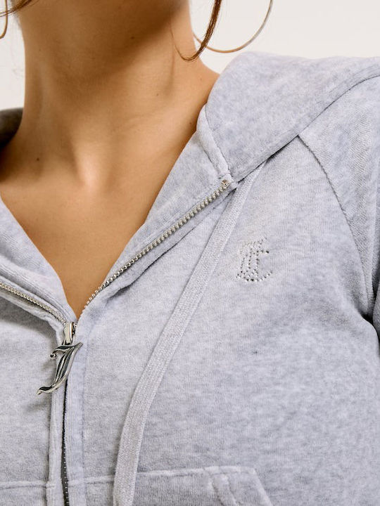 Madison Women's Sweatshirt Jacket Hooded Silver Marl