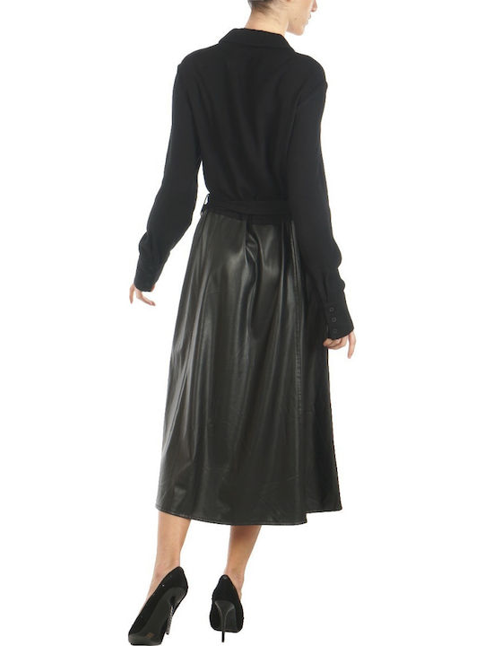 Midi Leather Dress Black