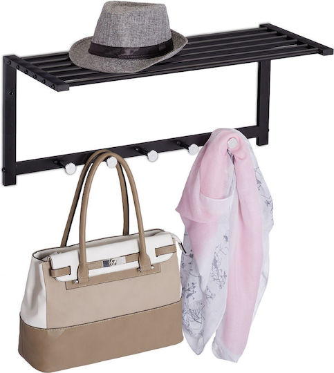 Wall Coat Rack Shelf 5 Hooks Made Steel Dimensions 28 X 65 X 25 Cm Black Relaxdays Wall Coat Rack Shelf 5 Hooks Made Steel Dimensions 28 X 65 X 25 Cm Black Relaxdays