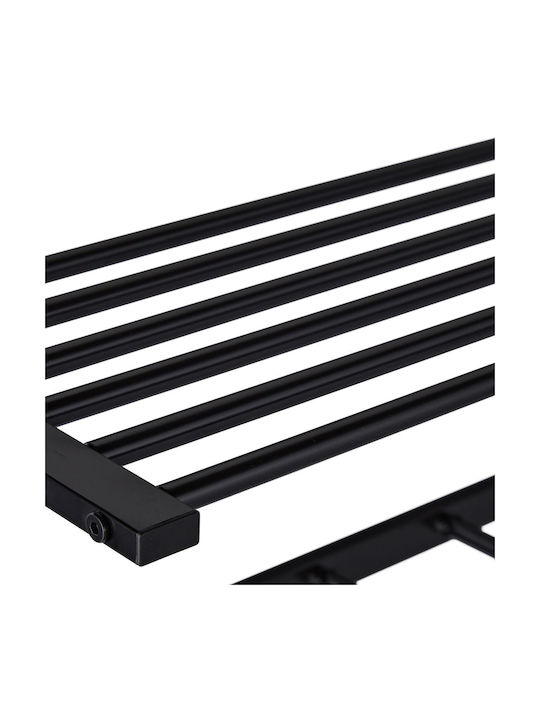 Cuier de perete cu raft, 5 cârlige, din oțel, dimensiuni 28 x 65 x 25 cm, negru, Relaxdays