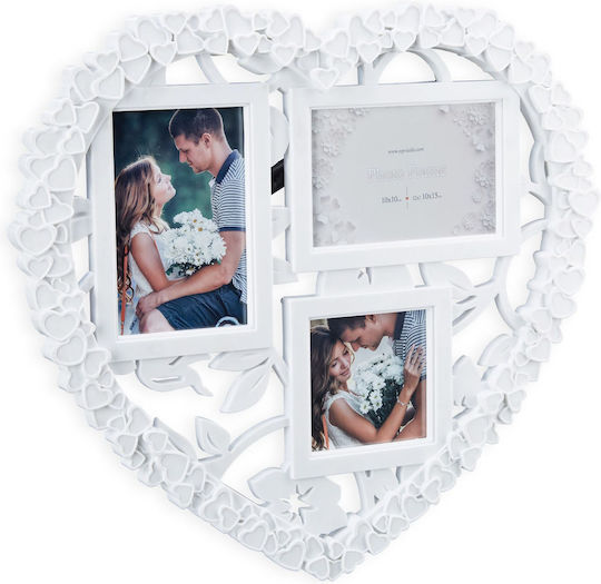 Heart-shaped Photo Frame Collage 3 Photos Dimensions 38 X 41.5 X 2 Cm White Relaxdays Heart-shaped Photo Frame Collage 3 Photos Dimensions 38 X 41.5 X 2 Cm White Relaxdays