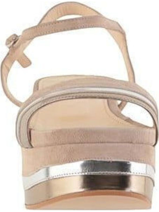 Flache Sandalen für Damen Flatforms in Beige Farbe