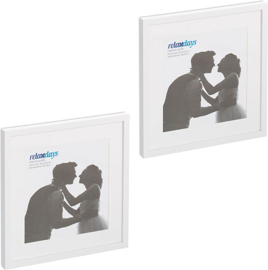 Set 2 Photo Frames Wall Table 41 X 41 X 2.5 Cm Plastic Glass White Set 2 Photo Frames Wall Table 41 X 41 X 2.5 Cm Plastic Glass White