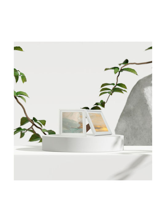 Set 2 Photo Frames Wall Table 41 X 41 X 2.5 Cm Plastic Glass White