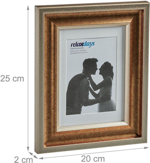 Set 2 Photo Frames Wall Table 13x18 Gold Plastic Glass