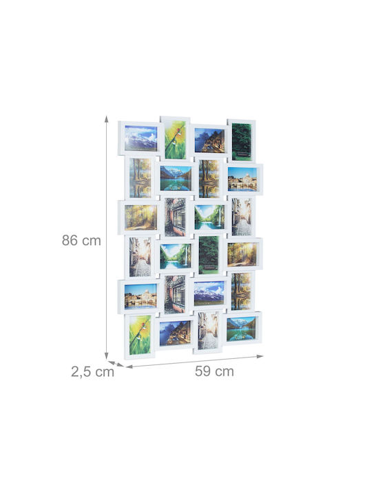 Photo Frame 59 X 86 X 2.5 Cm Collage 24 Photos Different Sizes White