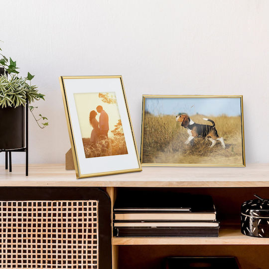 Set 2 A4 Photo Frames Gold Relaxdays