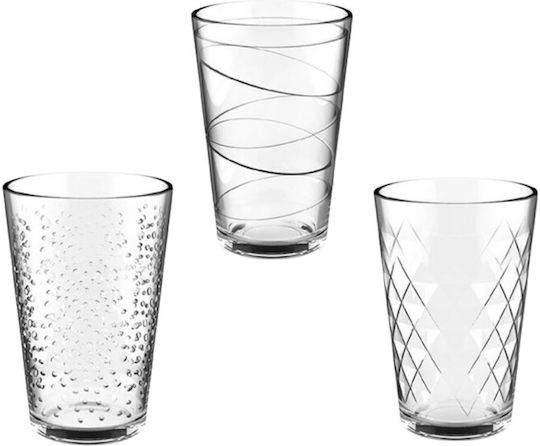Sidirela Cono Set Glass Water Glasses 300ml 3 Pieces