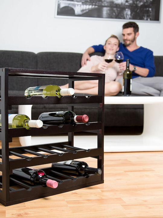 Relaxdays Suport Sticle de Vin din Lemn Negru 20 Sticle 52 X 52 X 25 Cm
