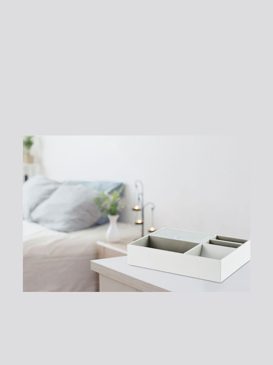 Organizator pentru Bijuterii Cosmetice 5 Compartimente MDF Bumbac 5 X 25.5 X 18.5 Cm Alb
