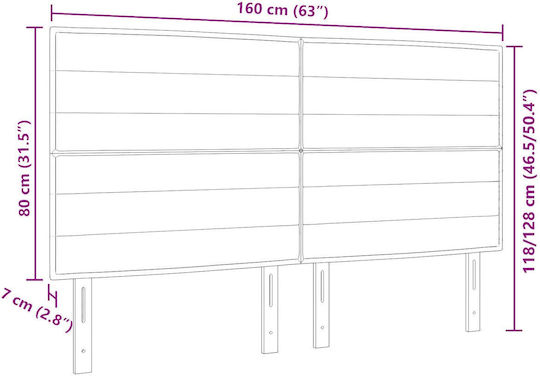 vidaXL LED Bed Headboard Wooden Black 160x128 cm