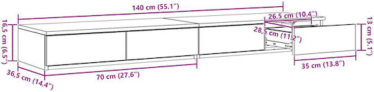 vidaXL Bettkasten aus Holz Gray 140x36.5x16.5cm
