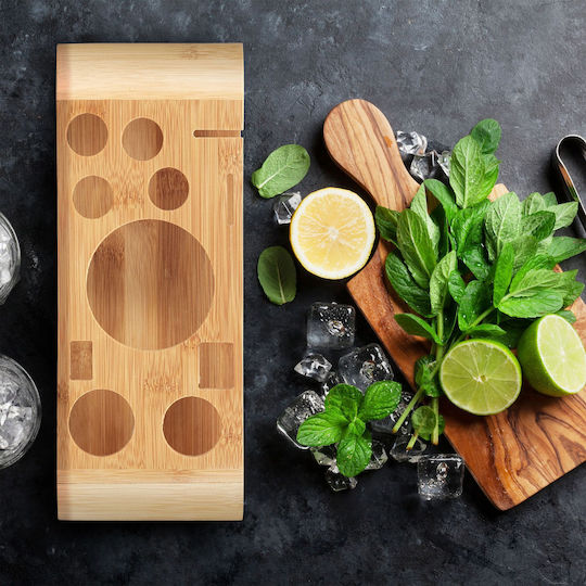 Set Profesional pentru Cocktail Relaxdays Oțel Inoxidabil Suport din Bambus 11 Piese
