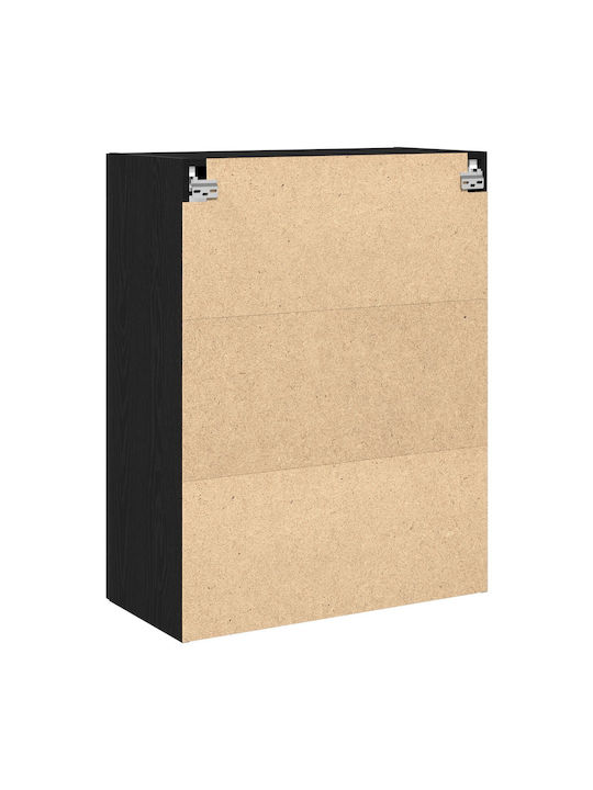 Wand Wohnzimmer Vitrine aus Spanplatte mit Glas Black Oak 69.5x34x90cm
