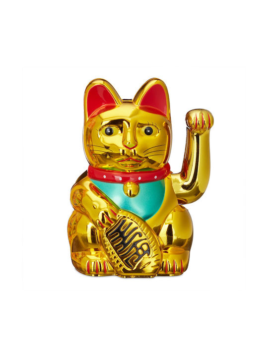 Lucky Cat Maneki Neko Gold Plastic 16 X 10 X 8 Cm