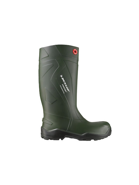 Dunlop Purofort+ O4 Non-Slip Work Wellies Knee Green
