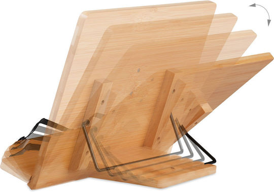 Suport pentru Carte Bamboo 2 Brațe Reglabile Pliabil 3.5 X 28 X 20 Cm Maro