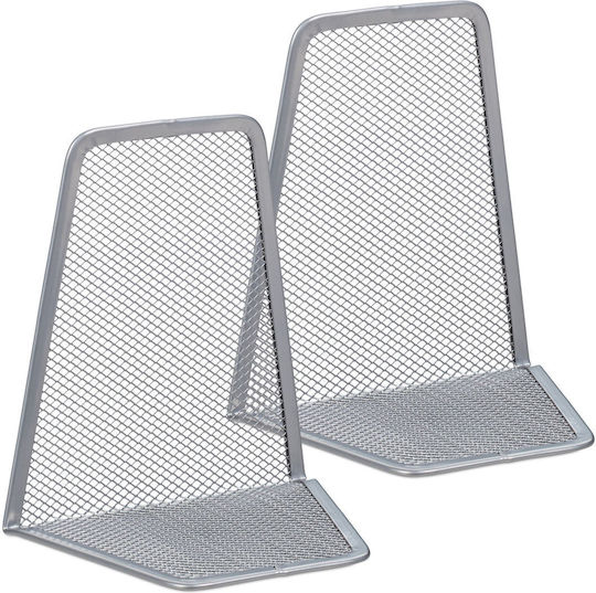 Set 2 Book Supports Relaxdays Gray 14.5 x 12.5 x 9 cm
