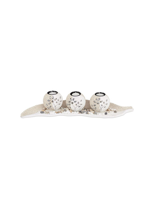 Decorative Candle Holder Set 3 Candles White Beige Gray Dimensions 9 X 50.5 X 16.5 Cm Relaxdays Decorative Candle Holder Set 3 Candles White Beige Gray Dimensions 9 X 50.5 X 16.5 Cm Relaxdays