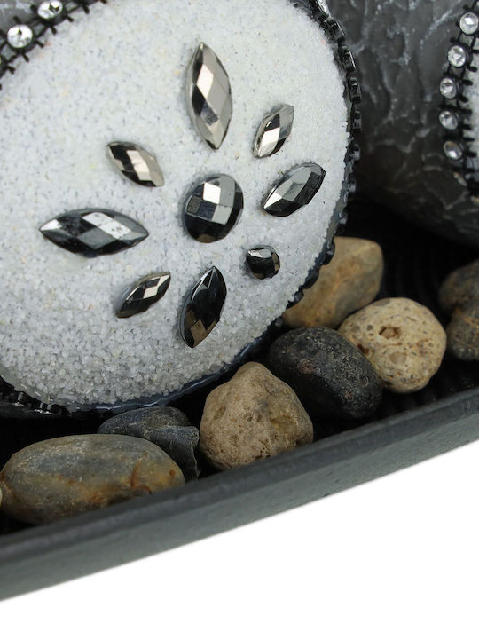 Set 3 Candle Holders Gray Black White Dimensions 10 X 40.5 X 14.5 Cm Relaxdays