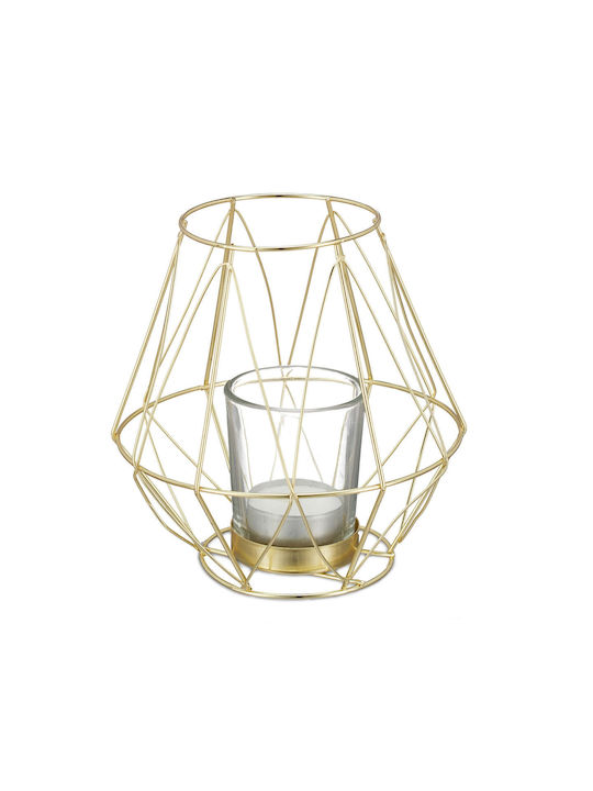 Candle Holder Made Iron Glass Gold Color Dimensions 14 X 14 Cm Relaxdays