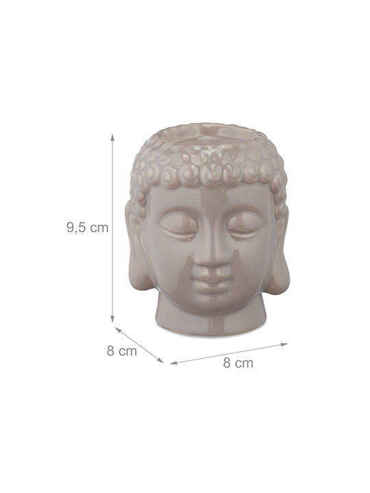 Suport pentru lumânări decorativ Buddha ceramic gri 9,5 X 8 X 8 cm