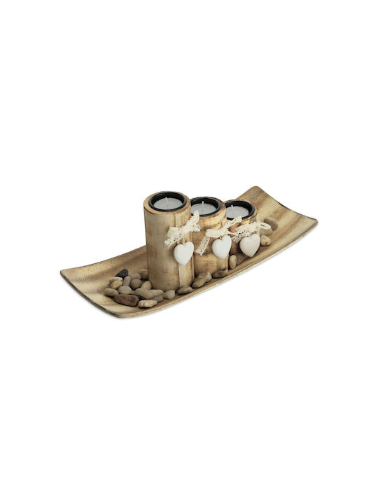 Set 3 Candle Holders Brown Dimensions 13 X 34 X 13 Cm Relaxdays