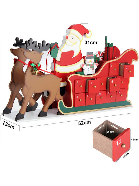 Calendar Advent Decorativ Cutie Muzicală Sanie Moș Crăciun din Lemn Multicolor 52 X 13 X 31cm Calendar Advent Decorativ Cutie Muzicală Sanie Moș Crăciun din Lemn Multicolor 52 X 13 X 31cm