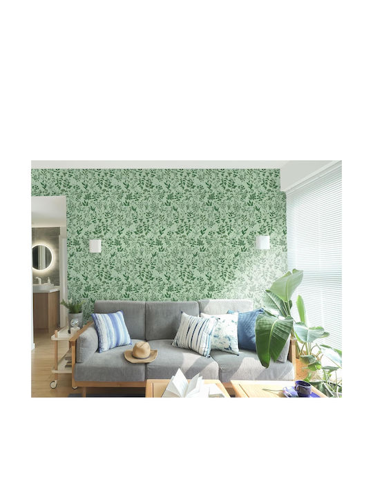 Self-Adhesive Waterproof Wallpaper Green Flowers Leaves Pattern 44x300cm